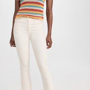 Mother Insider Crop Step Fray Cream Jeans